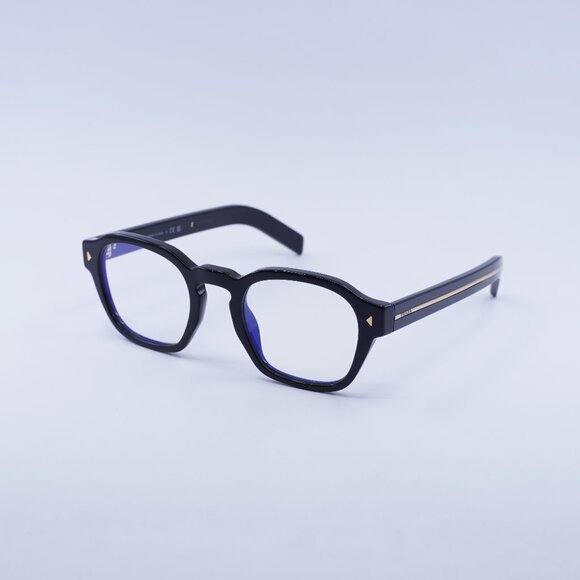 Prada PRA16S 16K60K Sunglasses Black Square 52mm Frame, Blue Light Block Lenses - Picture 1 of 10